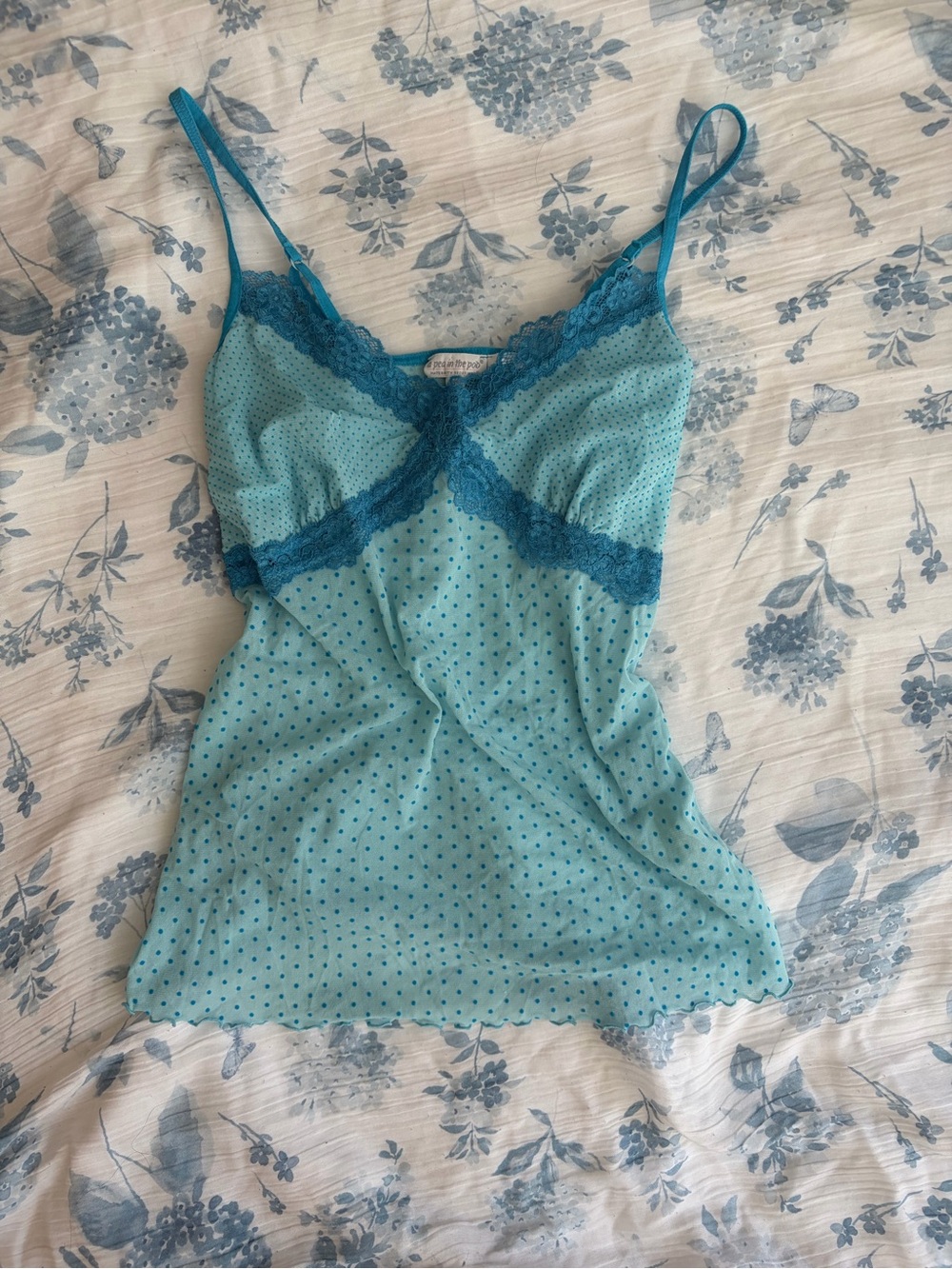 Y2K Pea in the Pod Polka Dot Camisole - Teal